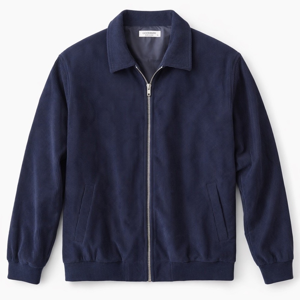 Men's‎ NWOT Coofandy navy corduroy Full zip jacket XL